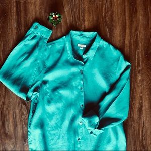(BOGO!)J. Jill 100% Linen Turquoise Button Down  M